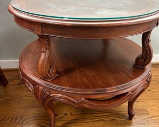 Two Tier French Provincial Round Side Table