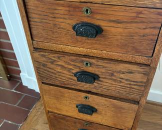 Oak 4 Drawer Filing Cabinet