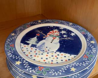 Set of 4 Noritake Mr Snowman Dinner Plates