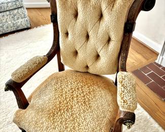 19th Century Victorian Cream Velvet Chair