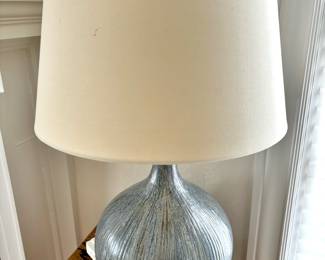 Blue Ribbed Ceramic Lamp 