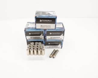 Make: Federal
Model: 100 Rounds
Caliber: .357 MAG
Condition: New
5 Boxes of (20) rounds of Federal 180 GR JHP Federal .357 Mag ammo.