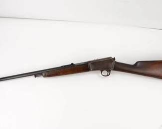 Make: Winchester
Model: Model 03
Caliber: .22 Cal
Action: Semi
Barrel: 20
Bore: Shiny
Serial # 90456
Condition: Very Good
The Winchester Model 1903 was the first commercially available semi-automatic firearm made by the Winchester Repeating Arms Company. This rifle was manufactured between 1903-1904 based on the serial number. The rifle is in very good condition, showing normal signs of use and wear.