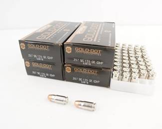 Make: Speer
Model: 200 Rounds Gold Dot
Caliber: .357 SIG
Condition: New
Country: 26009
4 boxes of (50) rounds of Speer Gold Dot 125 GR GDHP .357 SIG ammo.