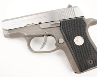 Make: Colt
Model: Pony PocketLite
Caliber: .380 AUTO
Action: Semi
Barrel: 2.5
Bore: Bright
Serial # NR06186
Condition: Excellent
1977 Colt Pony Pocketlite in .380 Auto. The semi-auto concealed carry pistol is a variant of the subcompact Mustang pistol. Nearly identical in appearance, with reduced dimensions and no grip safety. This example is the lightweight Pony variant with an aluminum frame. Includes an aftermarket magazine, and is in excellent condition.