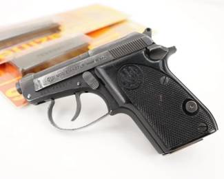 Make: Beretta
Model: 21A
Caliber: .22 LR
Action: Semi
Barrel: 2.5
Bore: Shiny
Serial # BES44937U
Condition: Very Good
The Beretta 21A Bobcat is a semi-automatic pocket pistol designed by Beretta in Italy. Production began in the late 1984, solely in the Beretta U.S.A. facility in Accokeek, Maryland. It is a further development of the Beretta Model 20, whose production ended in 1985. This pistol is sold with 2 sealed magazines and is in Excellent condition showing normal signs of use and wear.