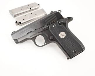 Make: Colt
Model: Mark IV Mustang
Caliber: .380 AUTO
Action: Semi
Barrel: 2.5
Bore: Bright
Serial # RR45813
Condition: Very Good
The Colt MKIV / Series 80, Mustang Plus II is a pocket sized. 380 auto. Colt's miniature sized 1911 features a stainless steel frame and slide and has a longer grip over the standard Mustang Pocket Lite. It has a single action only trigger with manual thumb safety. This pistol is in very good condition with some handling marks, and includes three magazines. This pistol was manufactured in 1995.