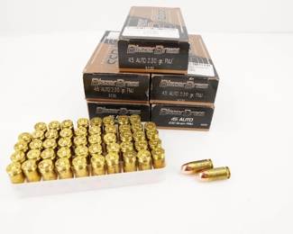 Make: Blazer
Model: 250 Rounds Brass
Caliber: .45 Auto
Condition: New
5 boxes (50) of Blazer Brass 230 Gr FMJ .45 AUTO ammo.