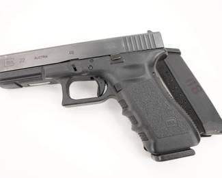 Make: Glock
Model: 22
Caliber: .40 S&W
Action: Semi
Barrel: 4.5
Bore: Shiny
Serial # FYH024
Condition: Very Good
Importer: Glock Inc
By far the most popular police service pistol in the United States, the GLOCK 22 fires the potent 40 S&W cartridge and holds more rounds for its size and weight than most other full-sized handgun in its class. This pistol features a 4.5in barrel and is sold with two magazines. This Pistol is in very good condition, showing normal signs of use and wear.