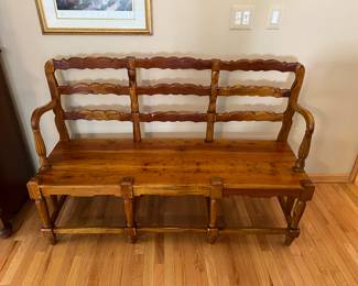 Vintage Wood Amish Bench (shown without cushions) 