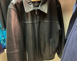 Perry Ellis Portfolio Lambskin Black Leather Coat