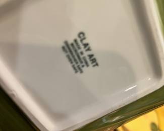 5 Piece Clay Art Toscana Hand Painted Serving Tray and Appetizer Plates
