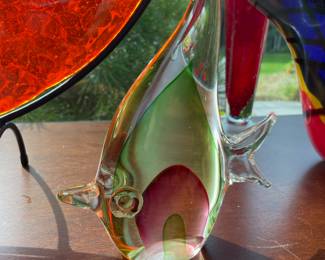 Hand Blown Multicolored Art Glass Fish Figurine