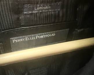 Perry Ellis Portfolio Lambskin Black Leather Coat