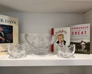 Waterford Crystal Christmas Night Centerpiece Bowl, Pair of Mikasa Crystal Stardust Trinket Bowls