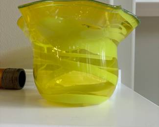 2003 Hilltop Artists Yellow Blown Glass Vase