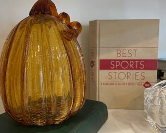 Amber Glass Blown Glass Pumpkin