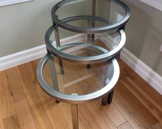 3 Piece Glass Top Nesting Tables