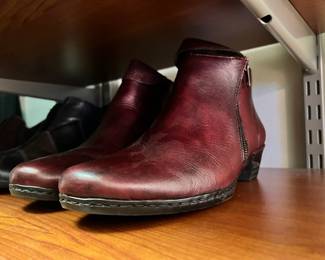 Rieker Burgundy Ankle Boots - Size 38