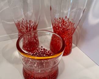 Red Confetti Hand Blown Glasses