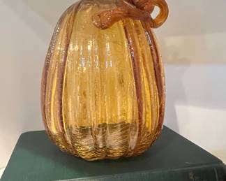 Amber Glass Blown Glass Pumpkin
