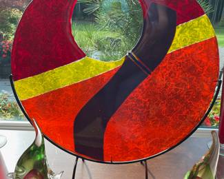  Fused Glass Sculpture with Arc Base