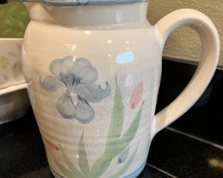 Cream Pottery Jug with Floral Design