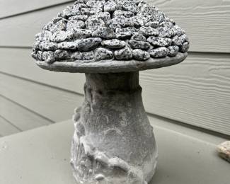 Weathered Gray Stone Mushroom Statue