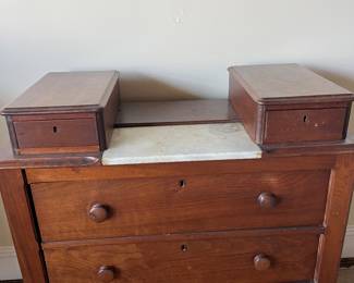 Antique 3 drawer vanity dresser with marble top