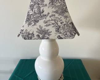 Ginger jar lamp with Toile shade