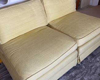 Qty 2 goldish yellow slipper chairs