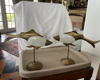 Vintage Brass opalescent fish