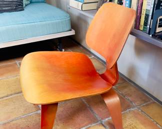 Eames for Herman Miller, LCW Low Lounge Chair, Red Aniline Dye