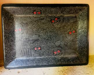 Gatos Negro / Ojos Rojos hand craved amazing tray