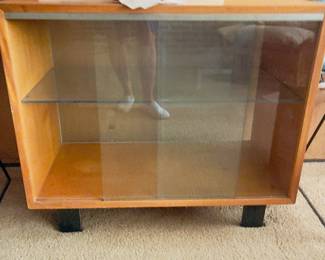 George Nelson for Herman Miller sliding glass credenza with black lacquered legs