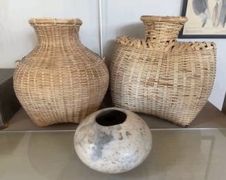 handmade fish baskets & pottery