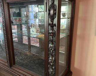 Large Antique 3 Door Cabinet w/ Hand Carved Details and Enormous Paw Feet