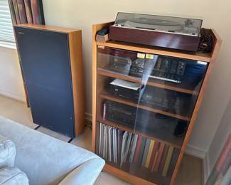 Electronics: Denon Turn Table, Aiwa Double Cassette Deck, Denon CD Player, Yamaha Receiver, Pair of Boston Acoustics Speakers, Records