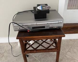 Rattan Side Table, DVD / VHS Player