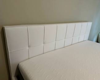 King White Eco Leather Bed w/ Dreamy Mattress