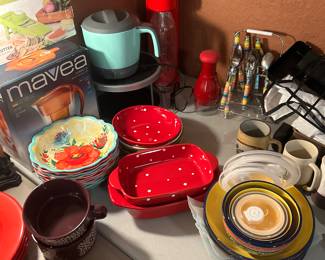 Assorted collection of dishes,