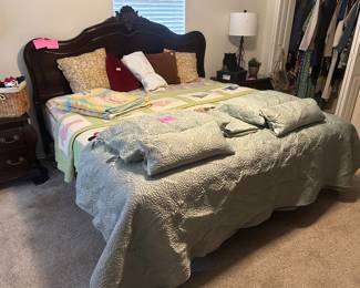 King-size bed and mattress, two matching nightstands, armoire, and dresser made by Century furniture company