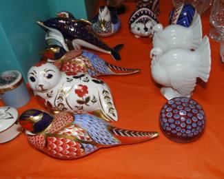 Royal Crown Derby Cloisonne style figurines