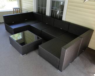 Wicker Patio furniture kept enclosed