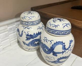 Qing Dynasty Porcelain Pottery Double Dragon  