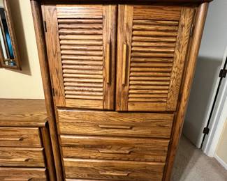 Dixie Light Oak Tallboy (Part of a Set) Dresser, Tallboy and Wall Bed 