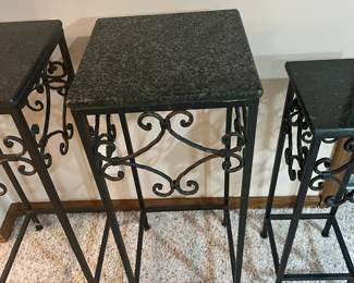 Granite Plant Stand Set of (3)