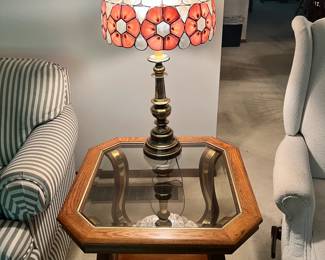 Pink and Cream Tiffany Style Table Lamp
