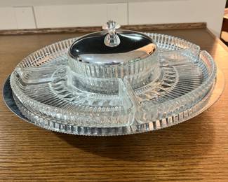 MCM Kromex Chrome Plated Lazy Susan Serving Tray 