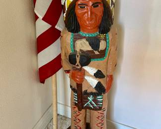 Authentic cigar store Indian hand carved by Frank Gallagher - includes letter of provenance 